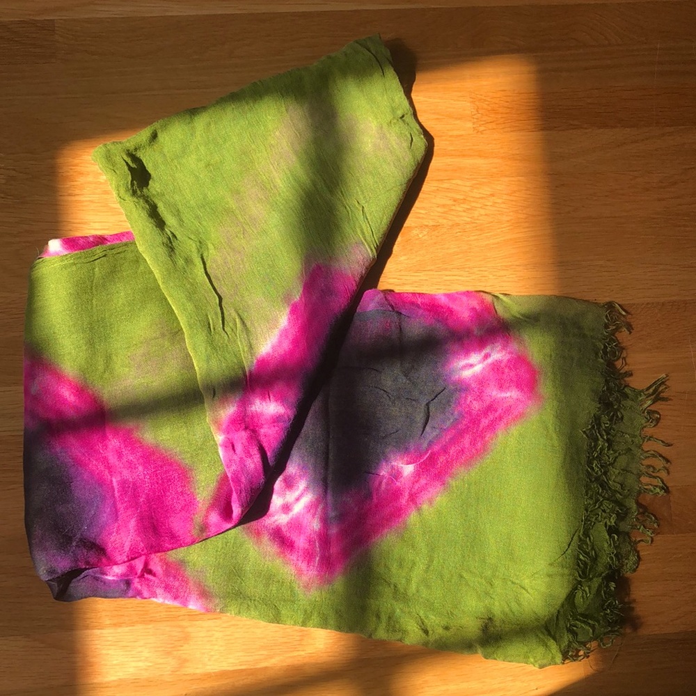 Lime Green & Fuchsia Pink “Tie-dye” Wrap